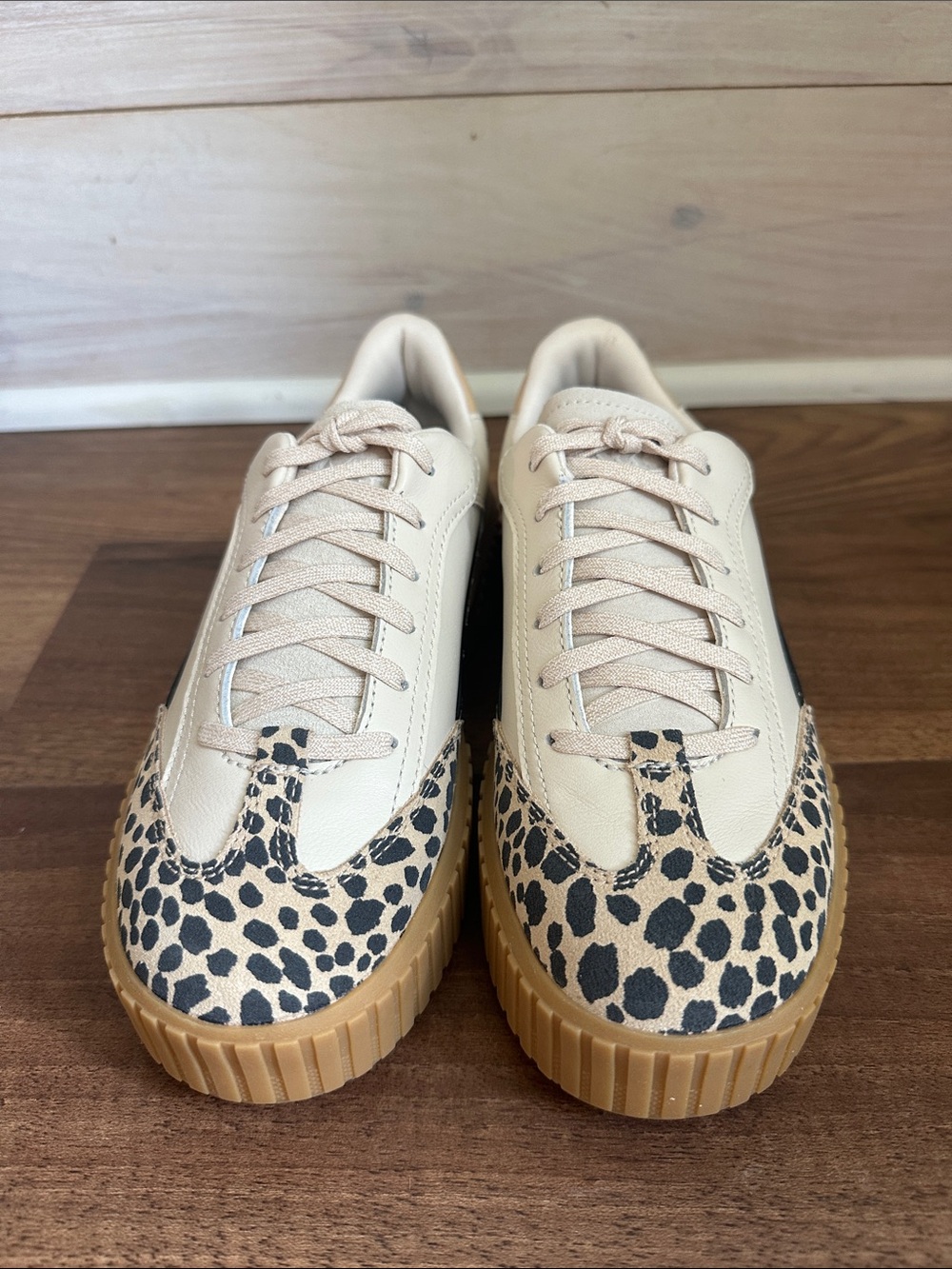 Sorel Cream Leopard Print Platform Sneakers - Picture 5 of 8